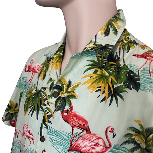 Pacific Legend Hawaiian Shirt Tiki Vintage Flamingoes Palm Trees 100% Cotton - Picture 4 of 12